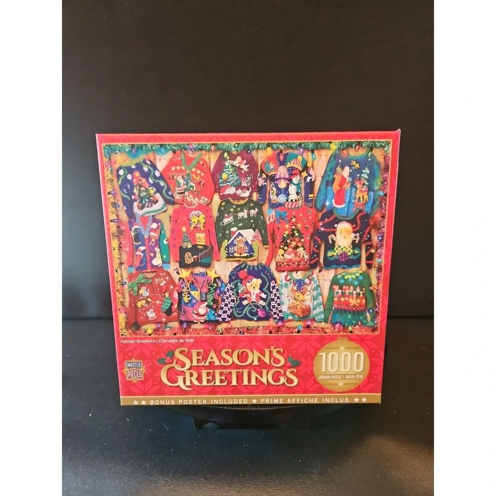 1000‎ pc Puzzle MasterPieces Seasons Greetings Holiday Sweaters Sealed -BX1